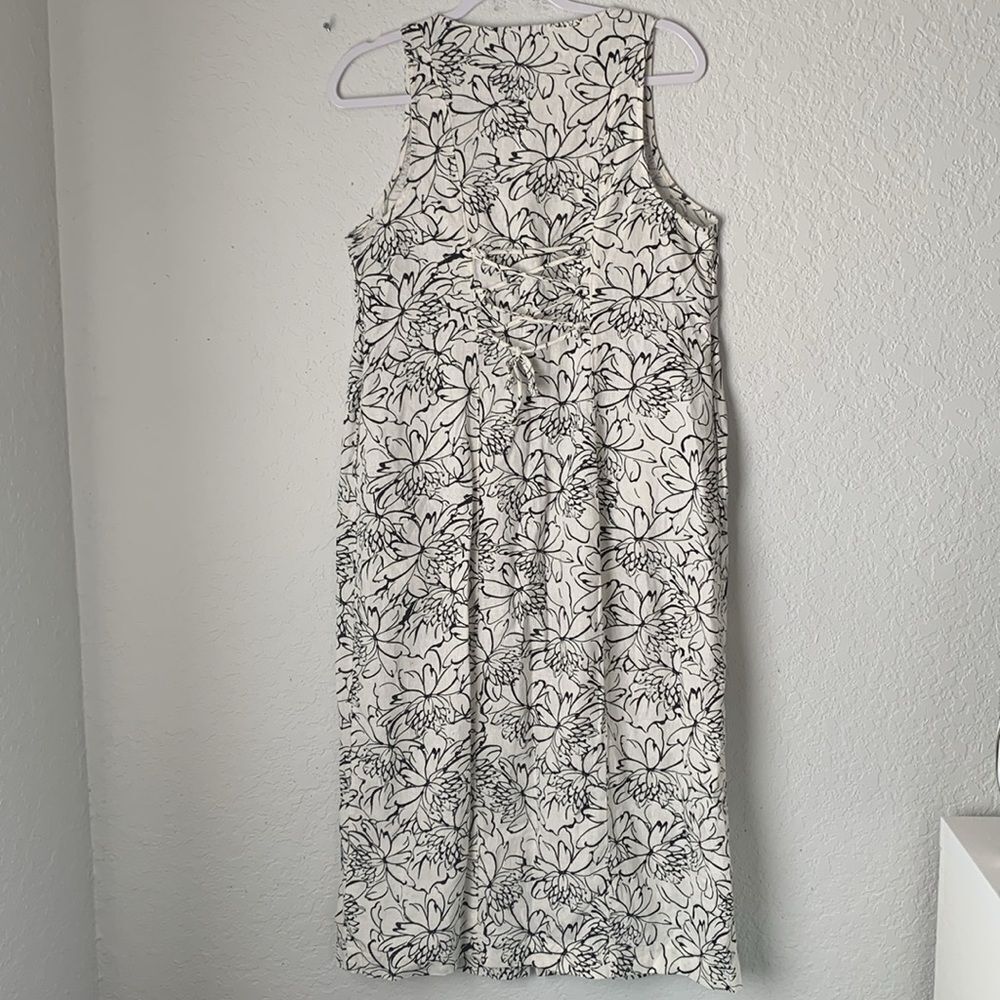 Old Navy Linen Blend Black White Sleeveless V-Neck Midi Sundress Size M - Picture 2 of 8